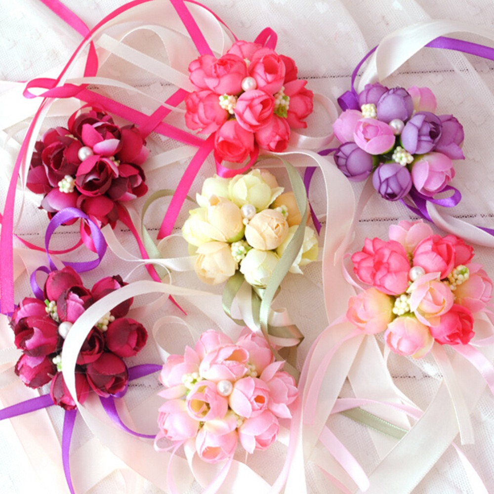 5-Colors-Rose-Wrist-Corsage-Bridesmaid-Sisters-font-b-hand-b-font-font-b-flowers-b